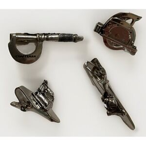 Lot Of 4 Vintage Craftsman Tie Bars Tacks Stainless Steel  Mower Caliper Saw Jig